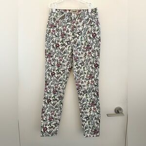 L’AGENCE Slim Leg Cropped Jeans with Floral Print